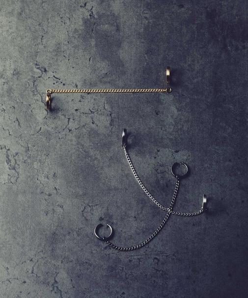 Cable Chain Charm Set Earcuff