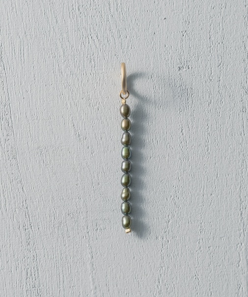 Color Pearl 2way Kahki-Graysh Perple Earring / Single