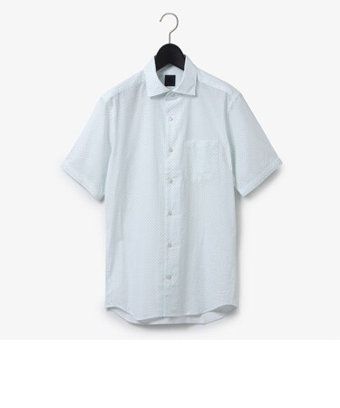 ダーバン D'URBAN ダイヤ小紋プリントシアサッカー半袖シャツ(カッタウェイ)