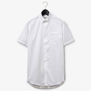 ダーバン D'URBAN ホワイトドビー小紋ドレスシャツ(形態安定)(スナップダウン)(ショートスリーブ)