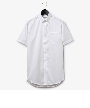 ダーバン D'URBAN ホワイトドビー小紋ドレスシャツ(形態安定)(スナップダウン)(ショートスリーブ)