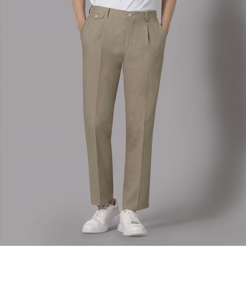 ダーバン D'URBAN COOL DOTSホームスパンプリントスラックス