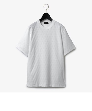 ダーバン D'URBAN 鹿の子幾何学クロスジャカードクルーネックTシャツ