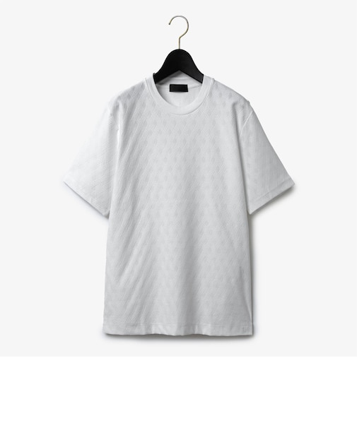 ダーバン D'URBAN 鹿の子幾何学クロスジャカードクルーネックTシャツ