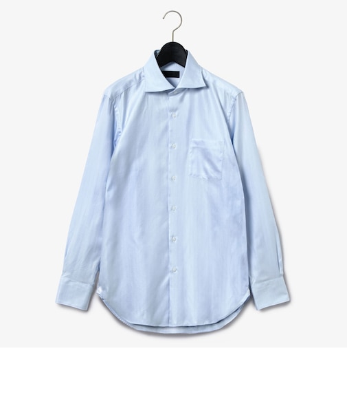 ダーバン D'URBAN サックスへリンボンドレスシャツ(ワイドカラー)
