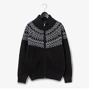 ノルディック柄スタンドジップニット