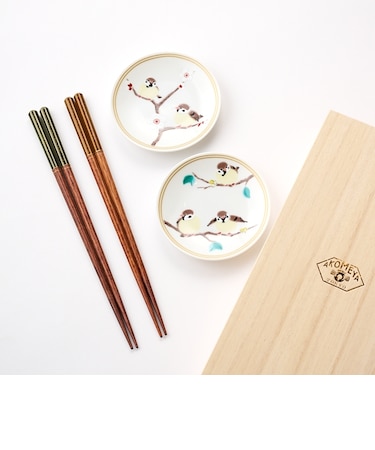 AKOMEYA TOKYO/ 九谷焼豆皿×若狭塗箸 ギフトセット