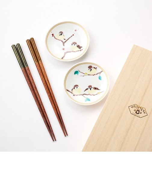AKOMEYA TOKYO/ 九谷焼豆皿×若狭塗箸 ギフトセット