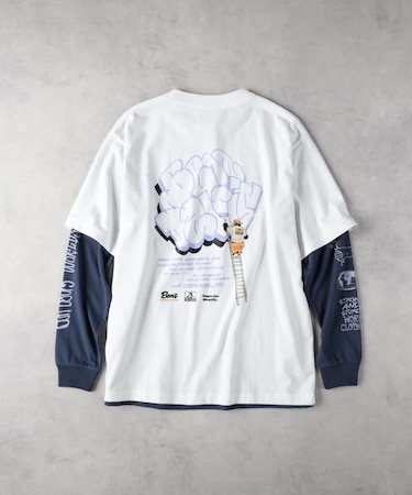 BEN DAVIS レイヤードロングスリーブプリントTシャツ
