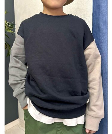 Refurbish(リファービッシュ)【キッズ】袖配色スウェットプルオーバー
