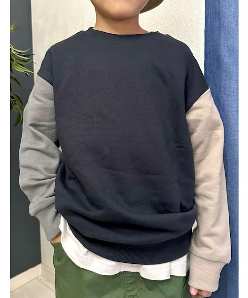 Refurbish(リファービッシュ)【キッズ】袖配色スウェットプルオーバー