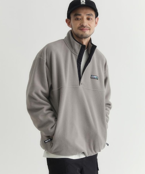 CAMP7(キャンプ7)【メンズ】フリースハーフスナップロゴトレーナー