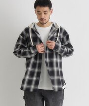 BACK NUMBER(バックナンバー)フード付きチェックシャツ