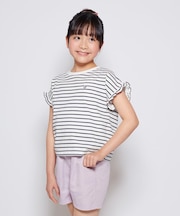 VIVIAN BLUE(ヴィヴィアンブルー)ボーダープリントフリルＴシャツ