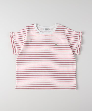 VIVIAN BLUE(ヴィヴィアンブルー)ボーダープリントフリルＴシャツ