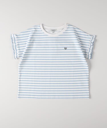 VIVIAN BLUE(ヴィヴィアンブルー)ボーダープリントフリルＴシャツ
