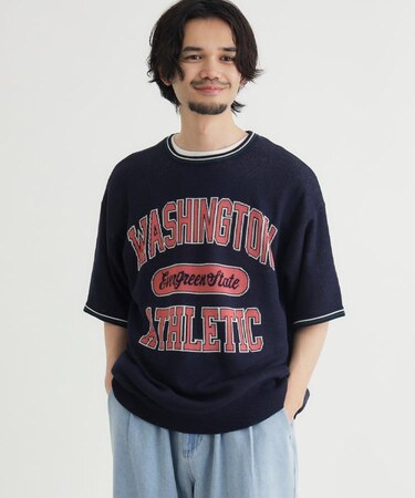 Refurbish(リファービッシュ)グラフィックロゴジャガードニットTシャツ