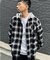 BACK NUMBER(バックナンバー)【メンズ】【店舗で人気】【ユニセックス】フード付きオーバーサイズチェックネルシャツ(大人カジュアル)