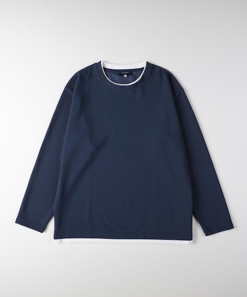 BACK NUMBER(バックナンバー)【メンズ】リップルフェイクレイヤードロングスリーブTシャツ