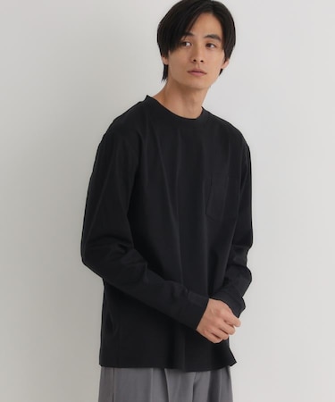 《遮熱/接触冷感/さらっと心地良い》シルケット加工胸ポケットロングスリーブTシャツ