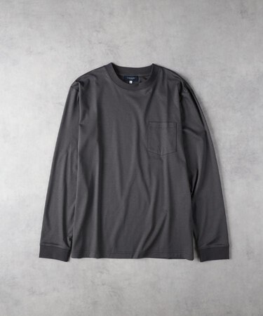 《遮熱/接触冷感/さらっと心地良い》シルケット加工胸ポケットロングスリーブTシャツ
