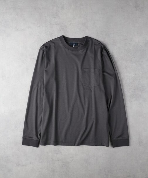 《遮熱/接触冷感/さらっと心地良い》シルケット加工胸ポケットロングスリーブTシャツ