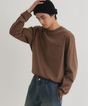 BACK NUMBER(バックナンバー)【メンズ】【店舗で人気】【さらっと心地良い】シルケット加工胸ポケットロングスリーブTシャツ(遮熱・接触冷感)