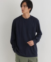 BACK NUMBER(バックナンバー)【メンズ】【店舗で人気】【さらっと心地良い】シルケット加工胸ポケットロングスリーブTシャツ(遮熱・接触冷感)
