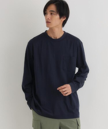《遮熱/接触冷感/さらっと心地良い》シルケット加工胸ポケットロングスリーブTシャツ