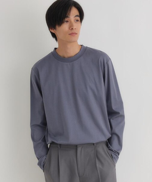 BACK NUMBER(バックナンバー)【メンズ】【店舗で人気】【さらっと心地良い】シルケット加工ロングスリーブTシャツ(遮熱・接触冷感)