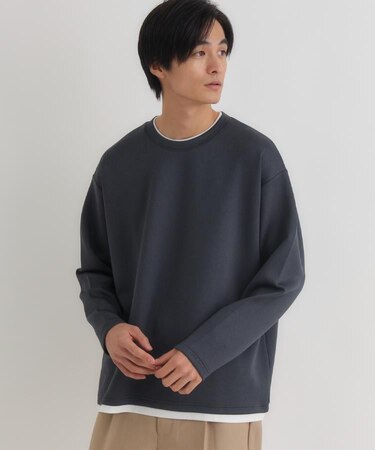 BACK NUMBER(バックナンバー)【メンズ】杢ダンボールフェイクレイヤードトップス