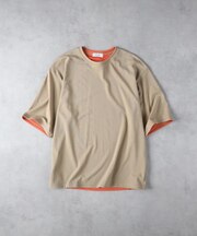 PLUS ONE(プラスワン)【メンズ】【接触冷感】ハイゲージダブルフェイス配色半袖Tシャツ