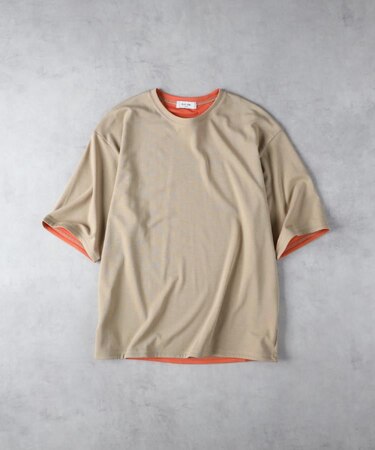 PLUS ONE(プラスワン)【メンズ】【接触冷感】ハイゲージダブルフェイス配色半袖Tシャツ