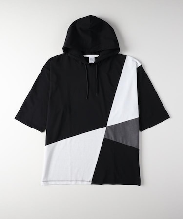 Other(ソノタ)【メンズ】ブロック切替フード付きTシャツ
