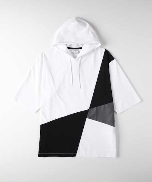 Other(ソノタ)【メンズ】ブロック切替フード付きTシャツ