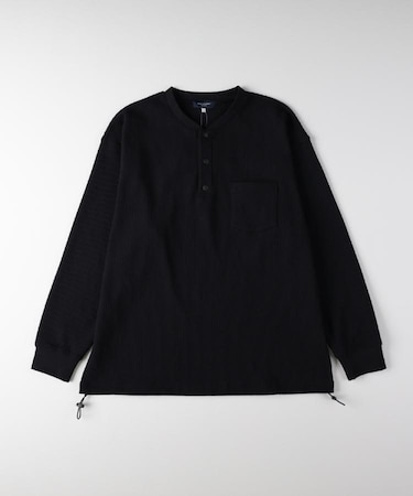 BACK NUMBER(バックナンバー)【メンズ】ドライタッチワッフルヘンリーロングスリーブTシャツ