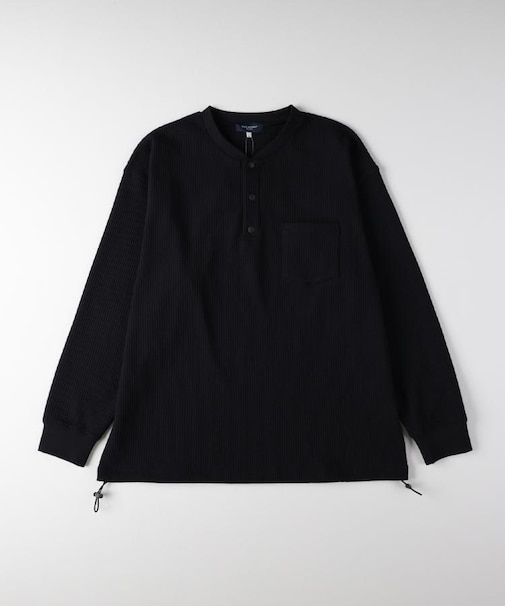 BACK NUMBER(バックナンバー)【メンズ】ドライタッチワッフルヘンリーロングスリーブTシャツ