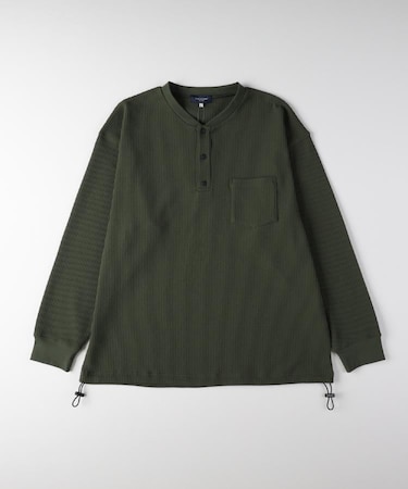 BACK NUMBER(バックナンバー)【メンズ】ドライタッチワッフルヘンリーロングスリーブＴシャツ