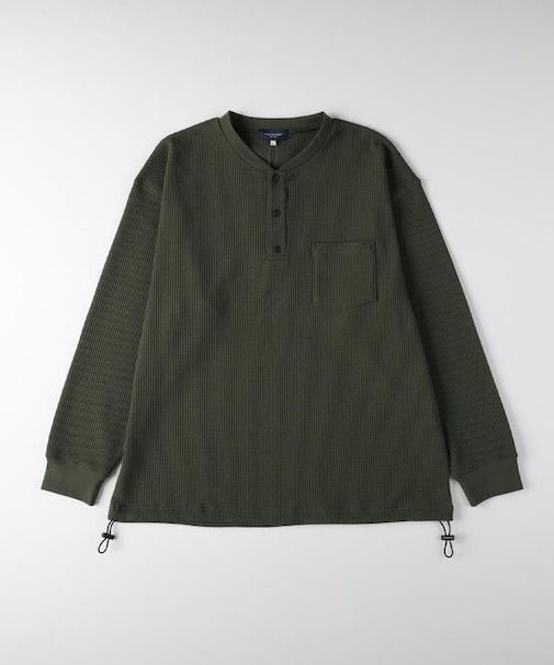 BACK NUMBER(バックナンバー)【メンズ】ドライタッチワッフルヘンリーロングスリーブＴシャツ