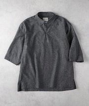 BACK NUMBER(バックナンバー)【メンズ】「COOL MAX」麻混スキッパー七分シャツ