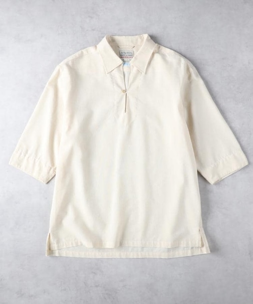 BACK NUMBER(バックナンバー)【メンズ】「COOL MAX」麻混スキッパー七分シャツ