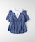 VIVIAN BLUE(ヴィヴィアンブルー)【キッズ】オフショルダー風ドッキングシャツ