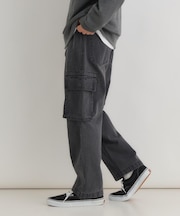 BACK NUMBER(バックナンバー)【メンズ】ウエストイージーデニムカーゴパンツ（ウエストゴム・楽に穿ける・ワイドシルエット）
