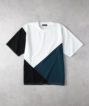BACK NUMBER(バックナンバー)【メンズ】ジョーゼット斜め切替えデザインTシャツ