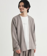 PLUS ONE(プラスワン)ジャガード長袖カーディガンロゴプリントTシャツセット