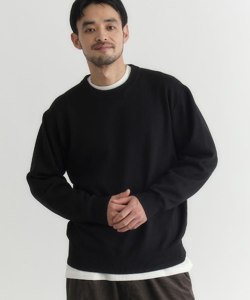 BACK NUMBER(バックナンバー)【メンズ】【軽くて柔らかい】ポリナイロンニットクルーネックセーター(洗濯機で洗える)