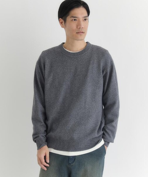 BACK NUMBER(バックナンバー)【メンズ】【軽くて柔らかい】ポリナイロンニットクルーネックセーター(洗濯機で洗える)