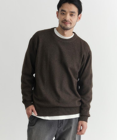 BACK NUMBER(バックナンバー)【メンズ】【軽くて柔らかい】ポリナイロンニットクルーネックセーター(洗濯機で洗える)