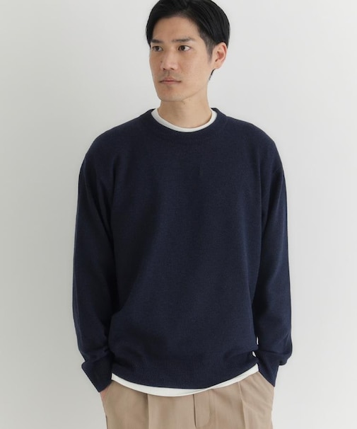 BACK NUMBER(バックナンバー)【メンズ】【軽くて柔らかい】ポリナイロンニットクルーネックセーター(洗濯機で洗える)