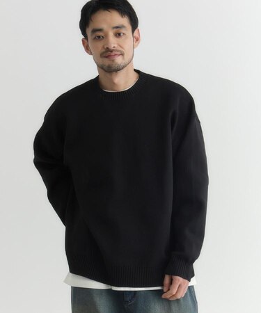 BACK NUMBER(バックナンバー)【メンズ】ウォッシャブルニットメランジクルーネックセーター